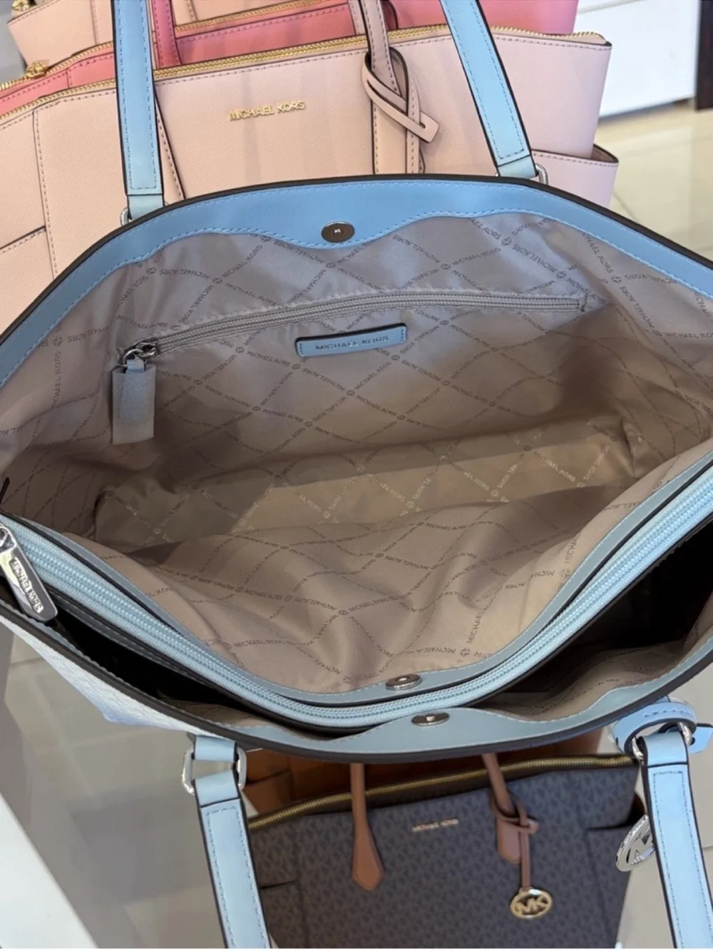 Michael Kors Ombre Signature Jet Set Tote in Pale Blue Tote Shoulder Bag